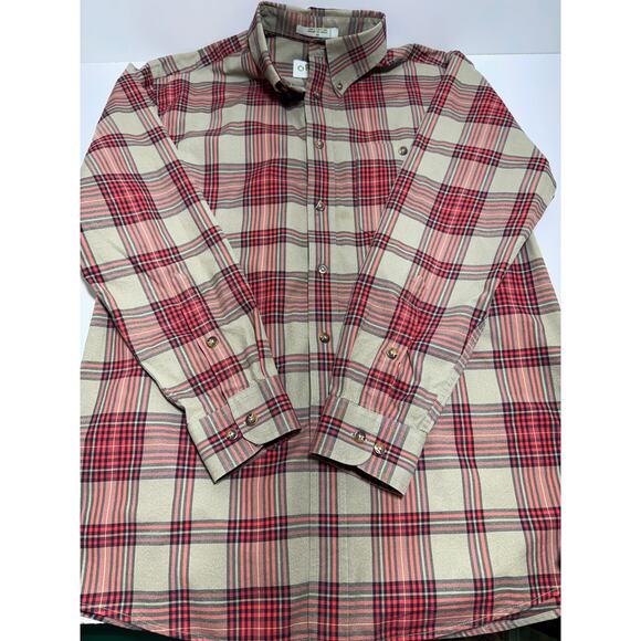 Orvis Button Up Shirt Men’s Medium Plaid Long Sleeve Classic Red/Tan Outdoor - Picture 3 of 5